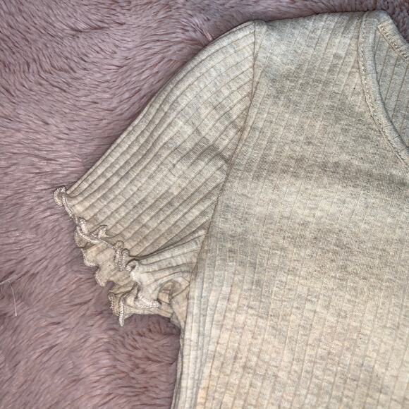 NWT Sincerely Jules Beige Ribbed Short Sleeve Embroidered Rainbow Dress MED - Picture 6 of 10